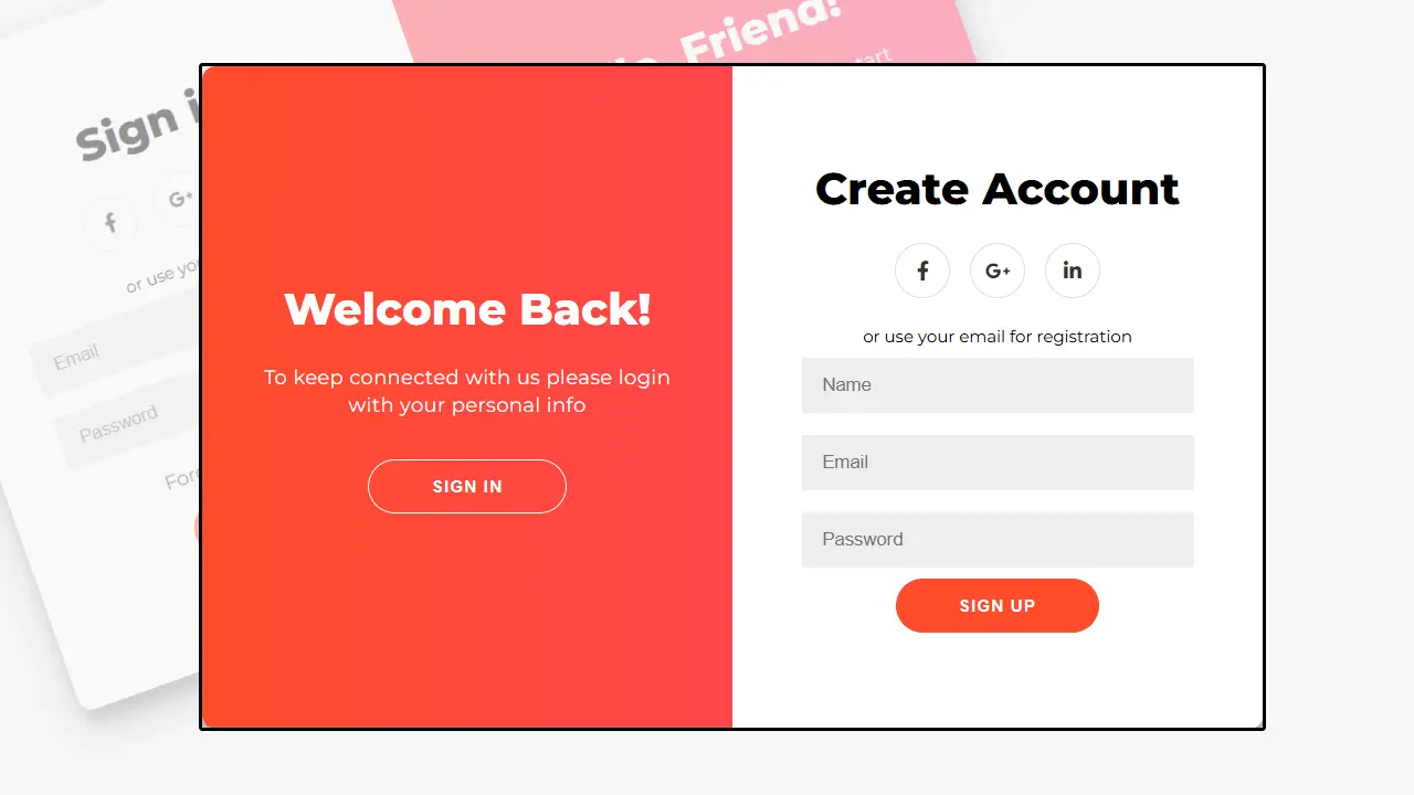 sign in, sign up form
