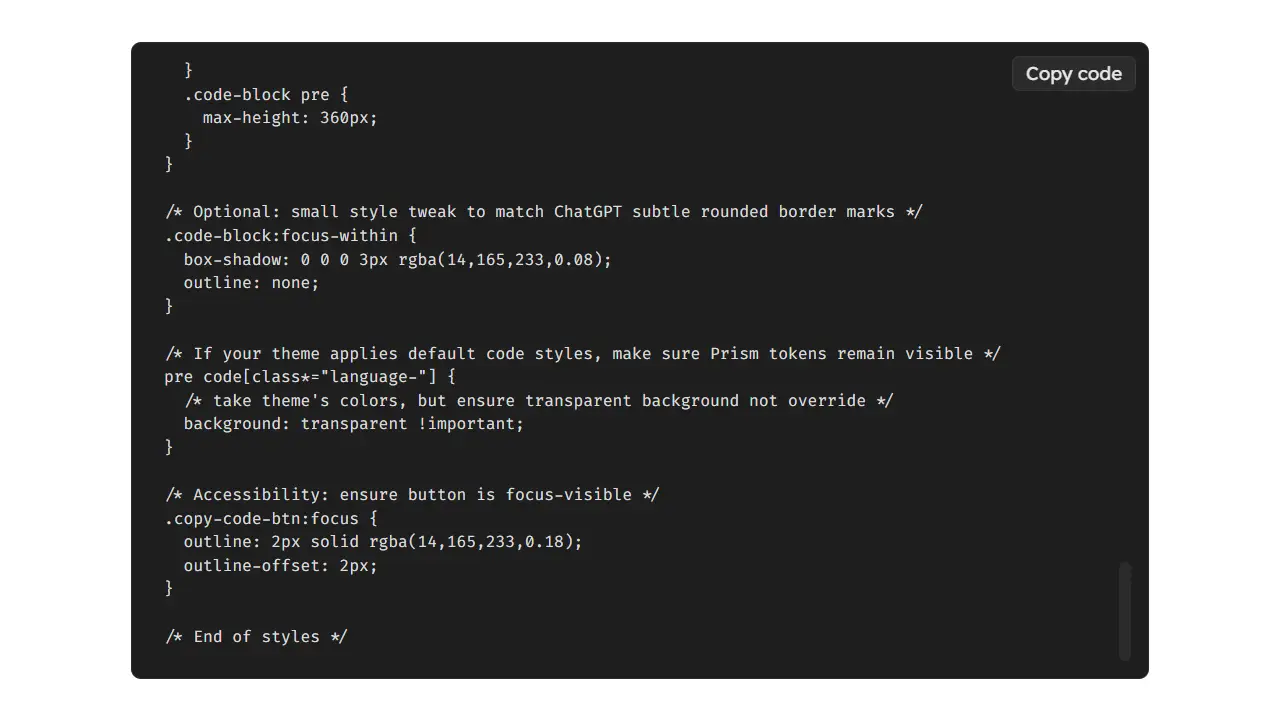 word press- code blocks